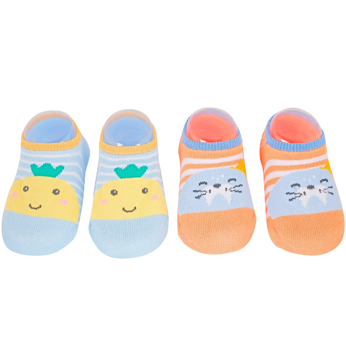 Fruits And Kitty Blue And Orange 2 Pk Socks