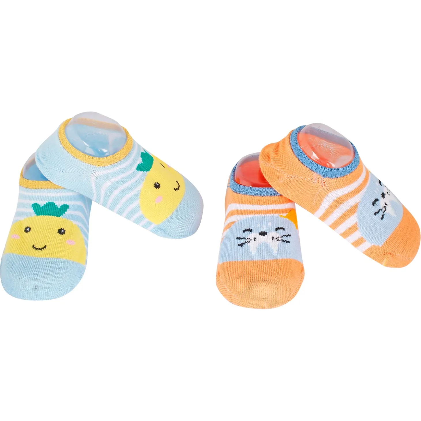 Fruits And Kitty Blue And Orange 2 Pk Socks