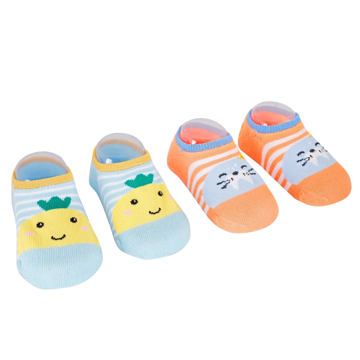 Fruits And Kitty Blue And Orange 2 Pk Socks
