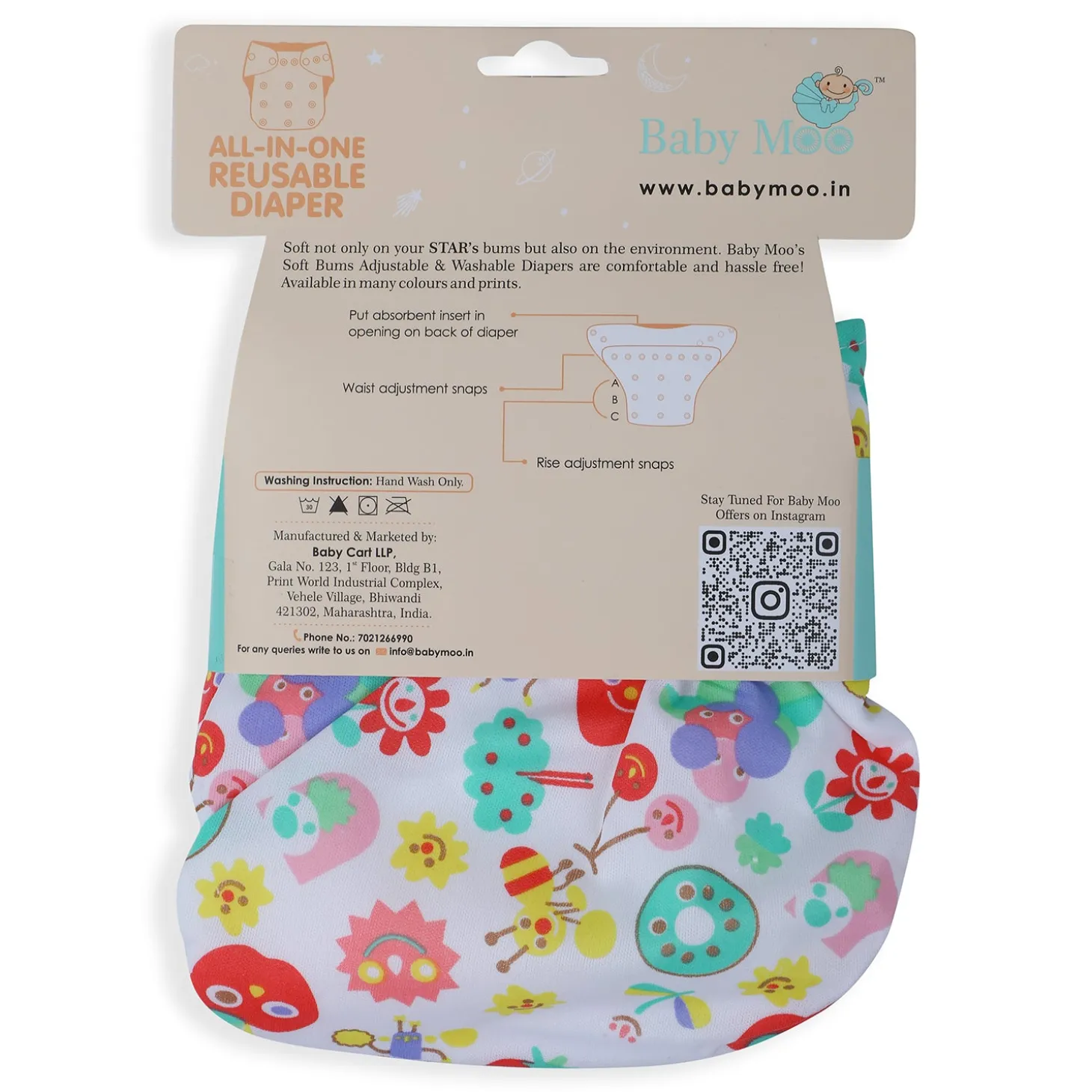 Fruity Fun Pink And Multicolour Reusable Diaper
