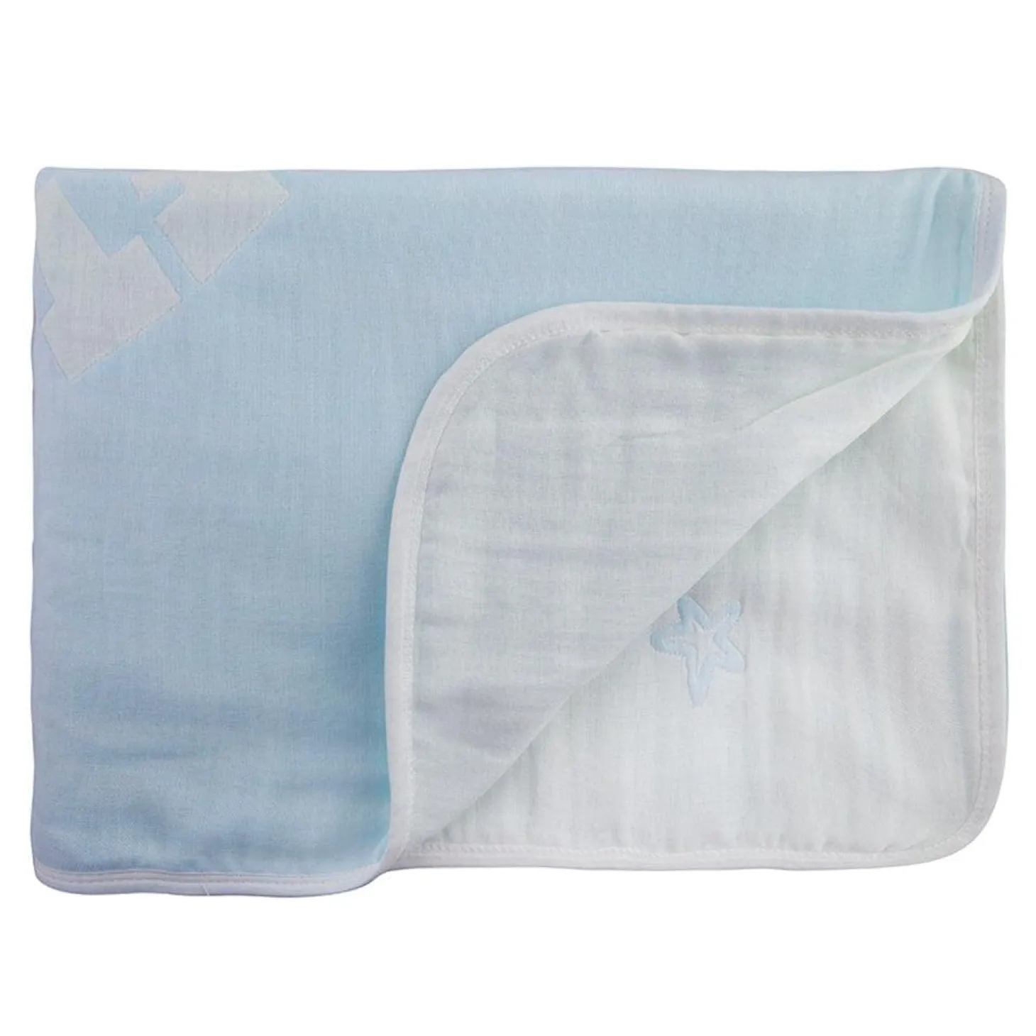 Fun in the Ocean Sky Blue Embossed Baby Large Muslin Blanket
