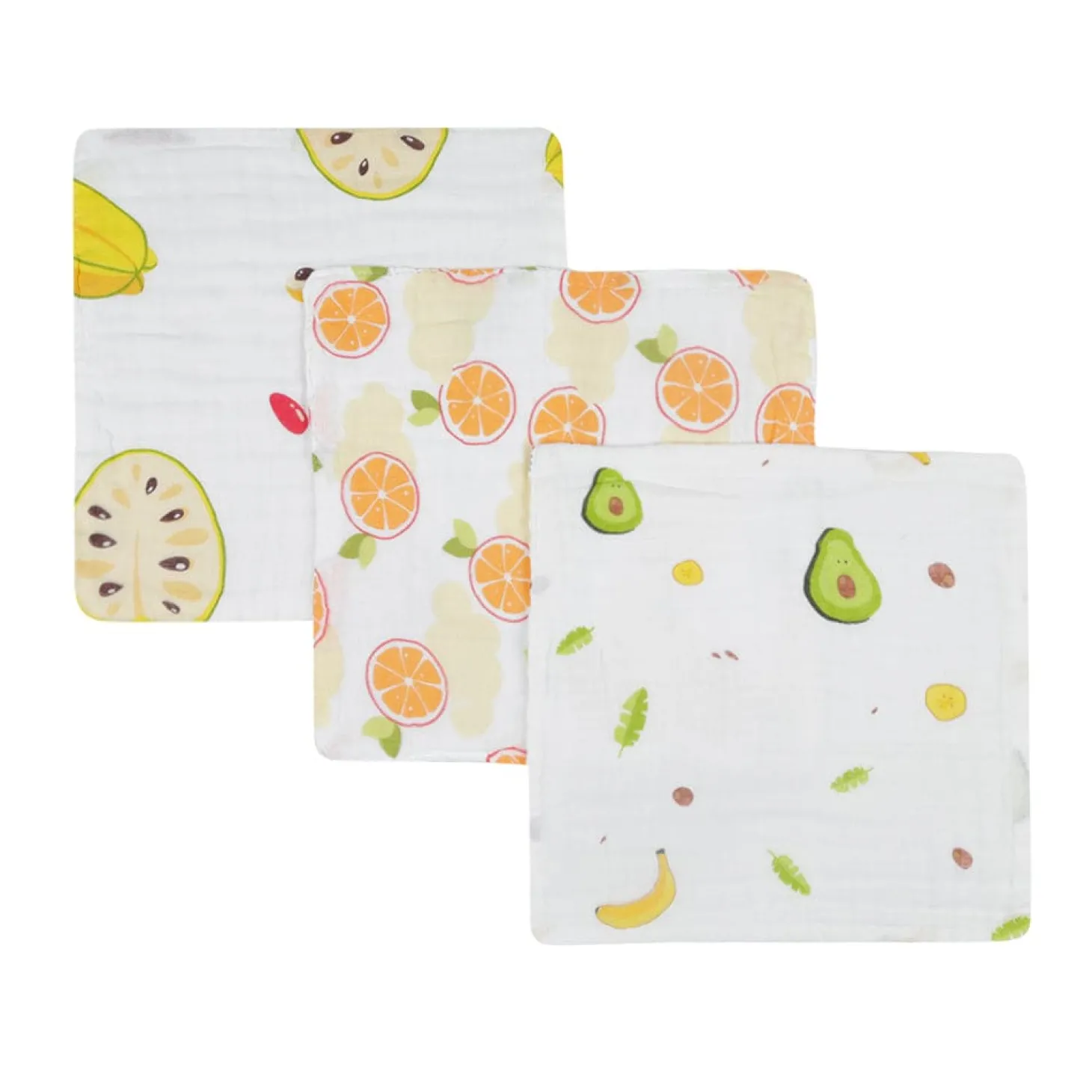 Fun With Fruits Multicolour 3 Pk Large Muslin Napkin