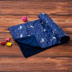 Fun With Whales Cozy Reversible Bubble Blanket Blue