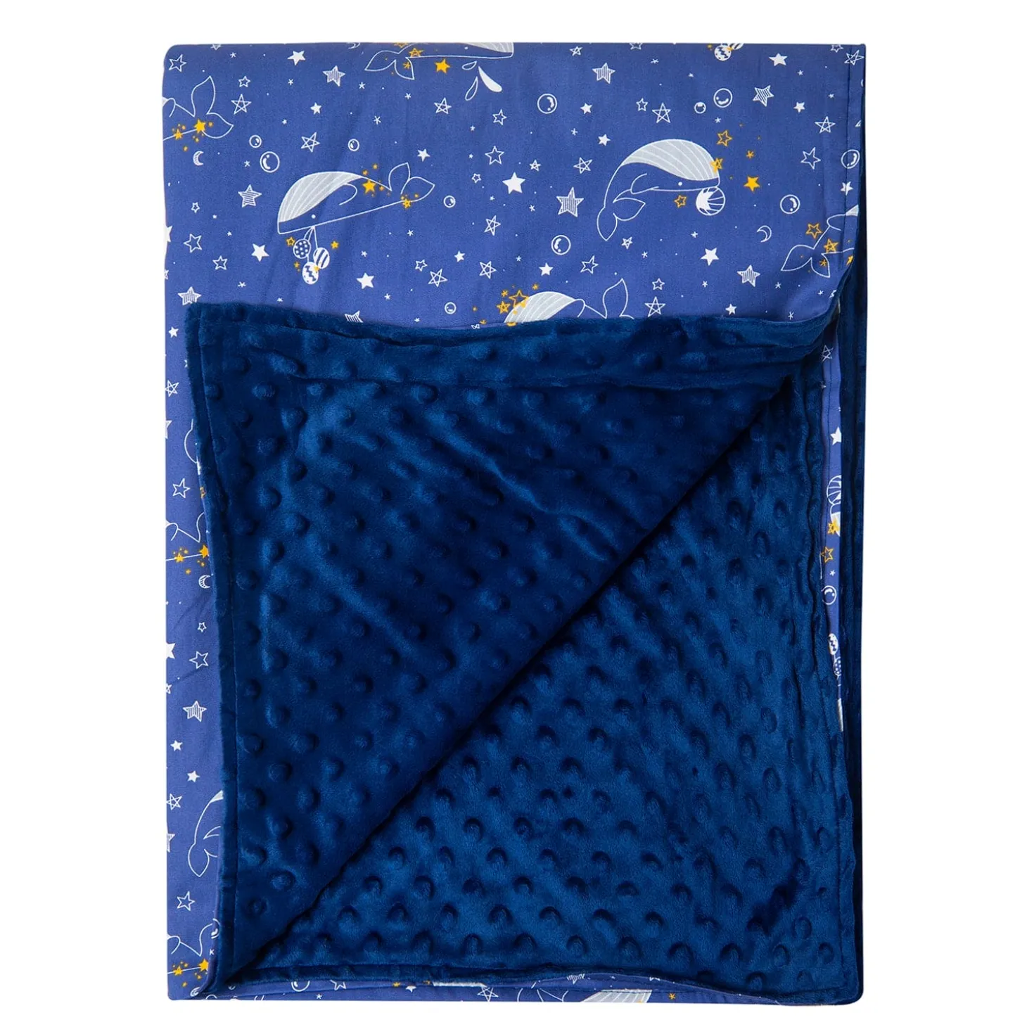 Fun With Whales Cozy Reversible Bubble Blanket Blue