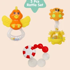 Fun-filled Multicolour Set of 3 Musical Rattle Teether