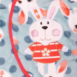 Fuzzy Bunny Blue Winter Quilted Hooded Romper