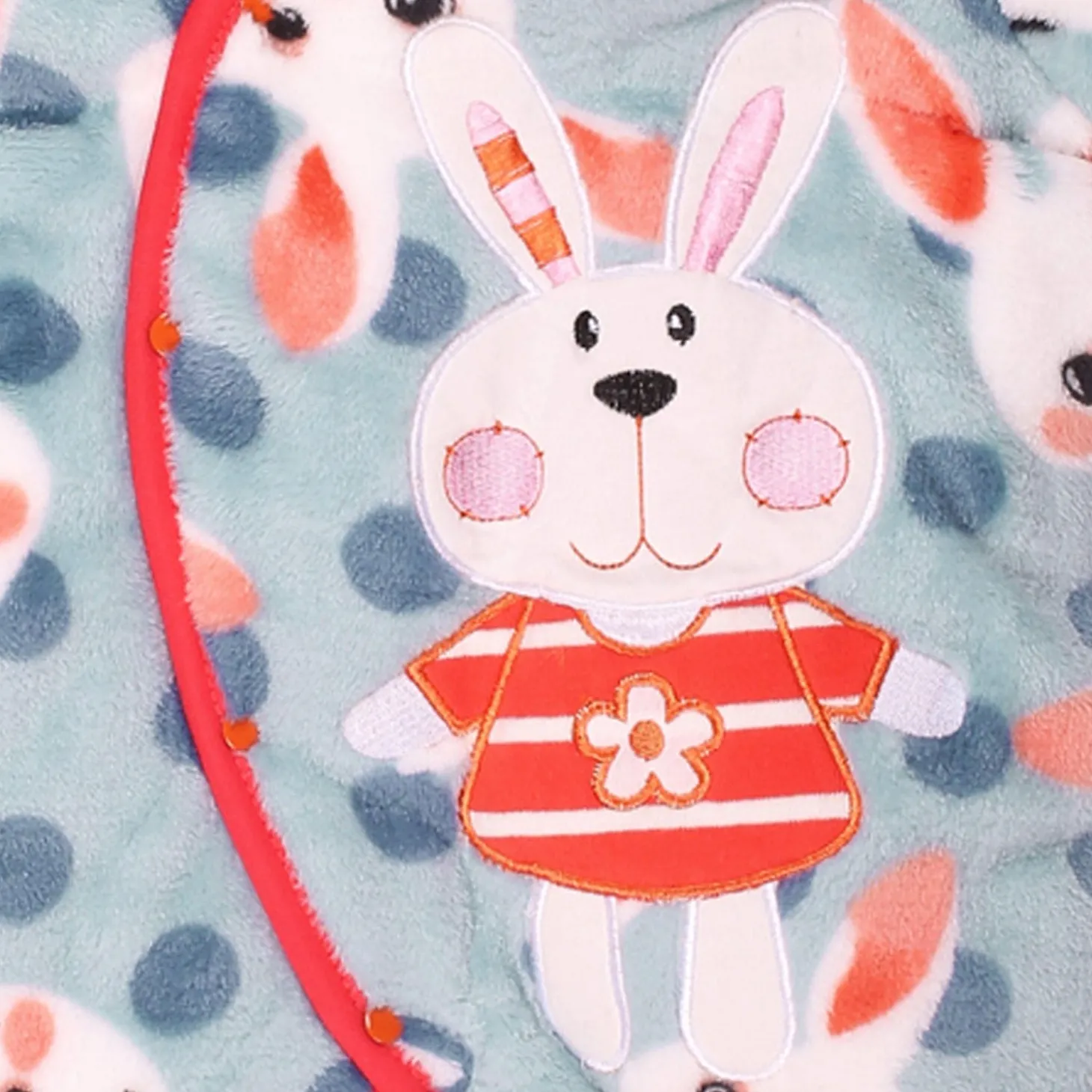 Fuzzy Bunny Blue Winter Quilted Hooded Romper