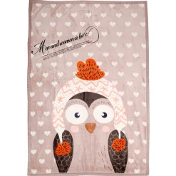 Fuzzy Owl Beige Two-Ply Blanket