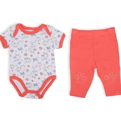 Gift Set Of 5 Bib Body Suits Pant And Socks Cat Multicolour