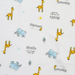 Giraffe And Elephants Cotton Hooded Wrapper White