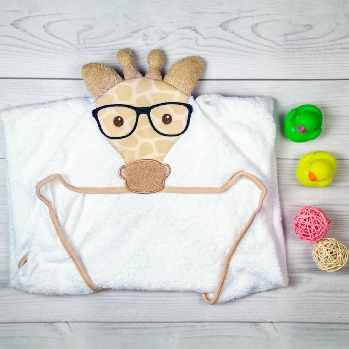 Giraffe White Animal Hooded Towel
