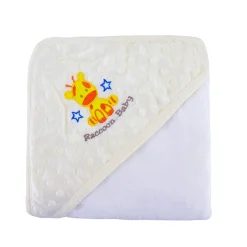 Giraffe White Hooded Bubble Blanket