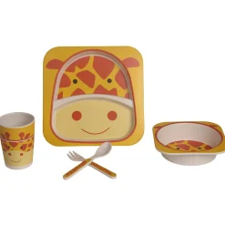 Giraffe Yellow & Orange Bamboo Fiber Dinner Set Large