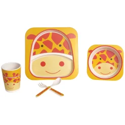 Giraffe Yellow & Orange Bamboo Fiber Dinner Set Large