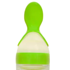 Green 90 Ml Squeeze Bottle Feeder With Dispensing Spoon