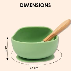 Green Silicon Bowl And Spoon Set