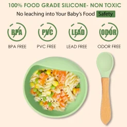 Green Silicon Bowl And Spoon Set