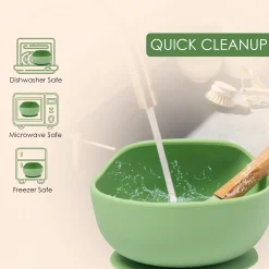 Green Silicon Bowl And Spoon Set