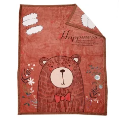 Happy Bear Brown Two-Ply Blanket