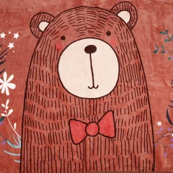 Happy Bear Brown Two-Ply Blanket