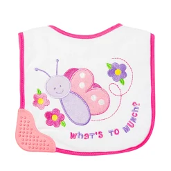 Happy Butterfly Pink Teether Bib