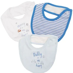Happy Mommy Daddy Blue 3 Pk Bibs