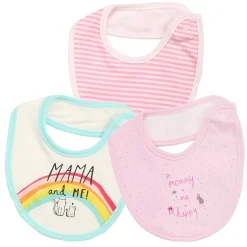 Happy Mommy Daddy Pink 3 Pk Bibs