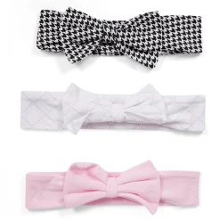 3 Headbands And 2 Pair Socks Gift Set Houndstooth Pink White