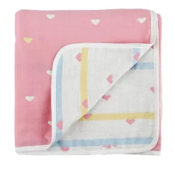 Heart Pink Medium Muslin Blanket