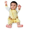 Hi Reindeer Full Sleeves Ankle Length One-Piece Snap Button Bodysuit - Yellow