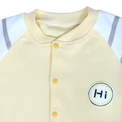 Hi Reindeer Full Sleeves Ankle Length One-Piece Snap Button Bodysuit - Yellow