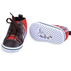 High Top Lace-Up Checked Stylish Sneaker Booties - Red
