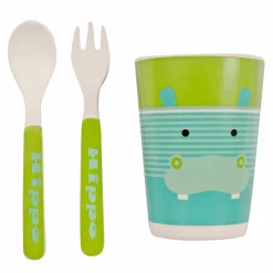 Hippo Green And Turquoise Bamboo Fiber Dinner Set Large