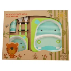 Hippo Green And Turquoise Bamboo Fiber Dinner Set Large