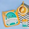 Hippo Orange And Green Bamboo Fiber Dinner Set Large