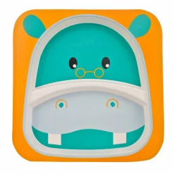 Hippo Orange And Green Bamboo Fiber Dinner Set Large