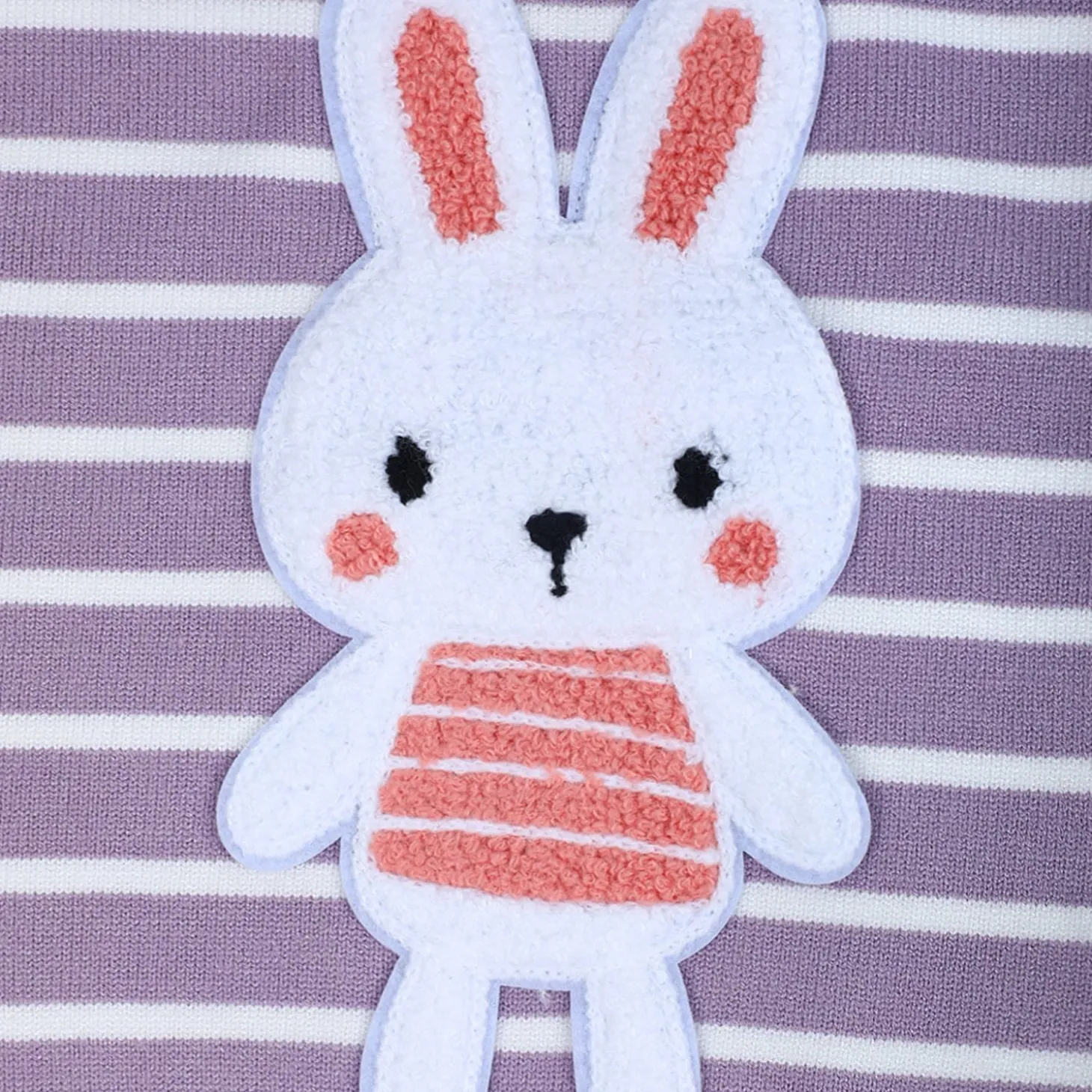 Hopping Rabbit Striped Premium Full Sleeves Knitted Sweater - Purple