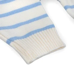 Hopping Rabbit Striped Premium Full Sleeves Knitted Sweater - Off White