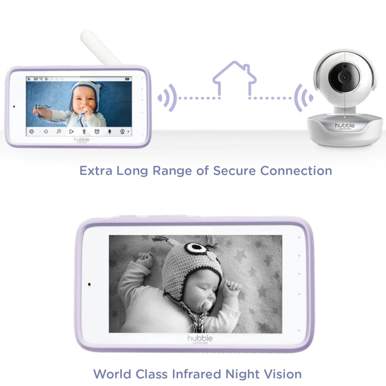Hubble Connected Nursery Pal Premium Smart HD Touch Screen Viewer With Baby Monitor - White