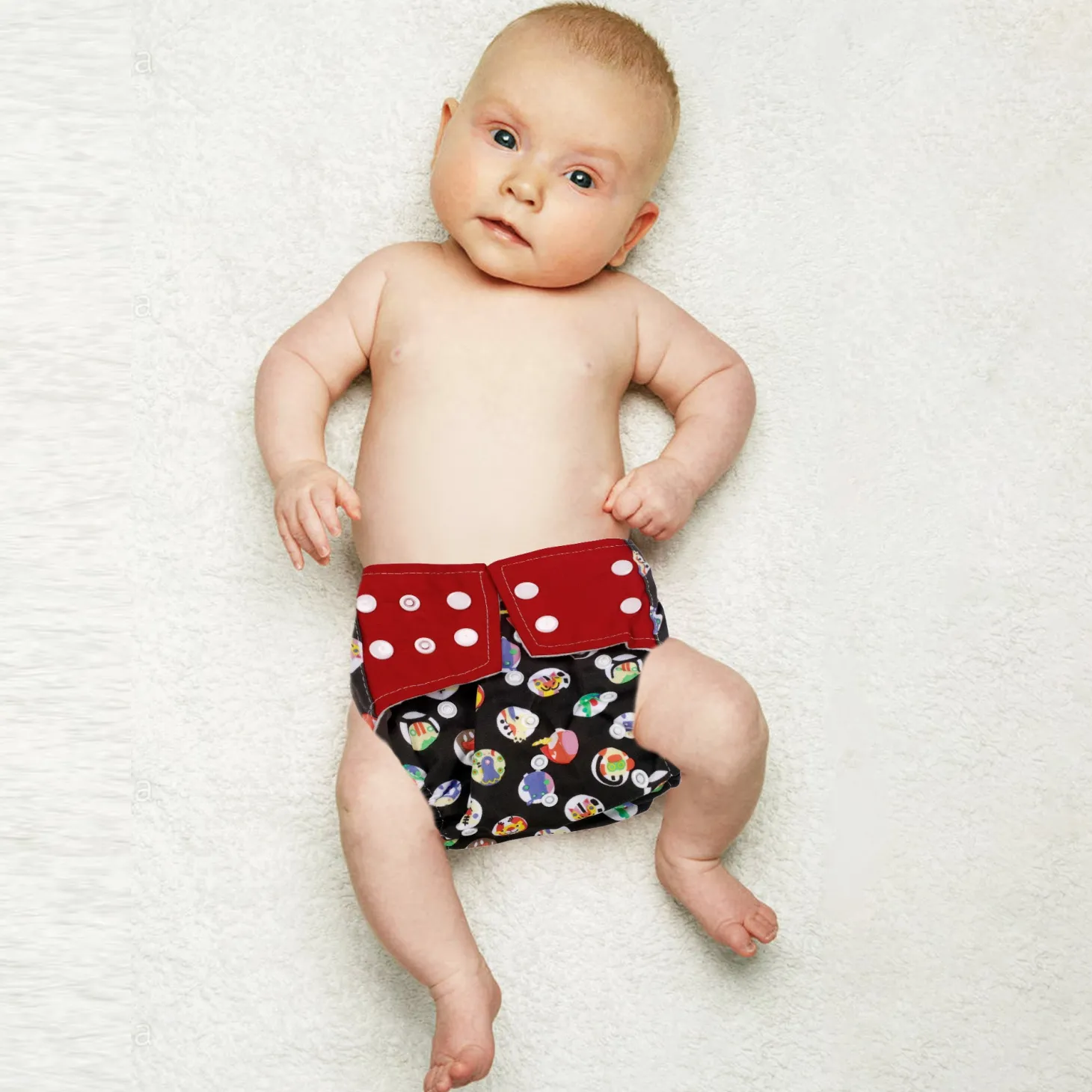 I Love Animals Black And Red Reusable Diaper