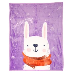 I Love Rabbits Purple Two-Ply Blanket