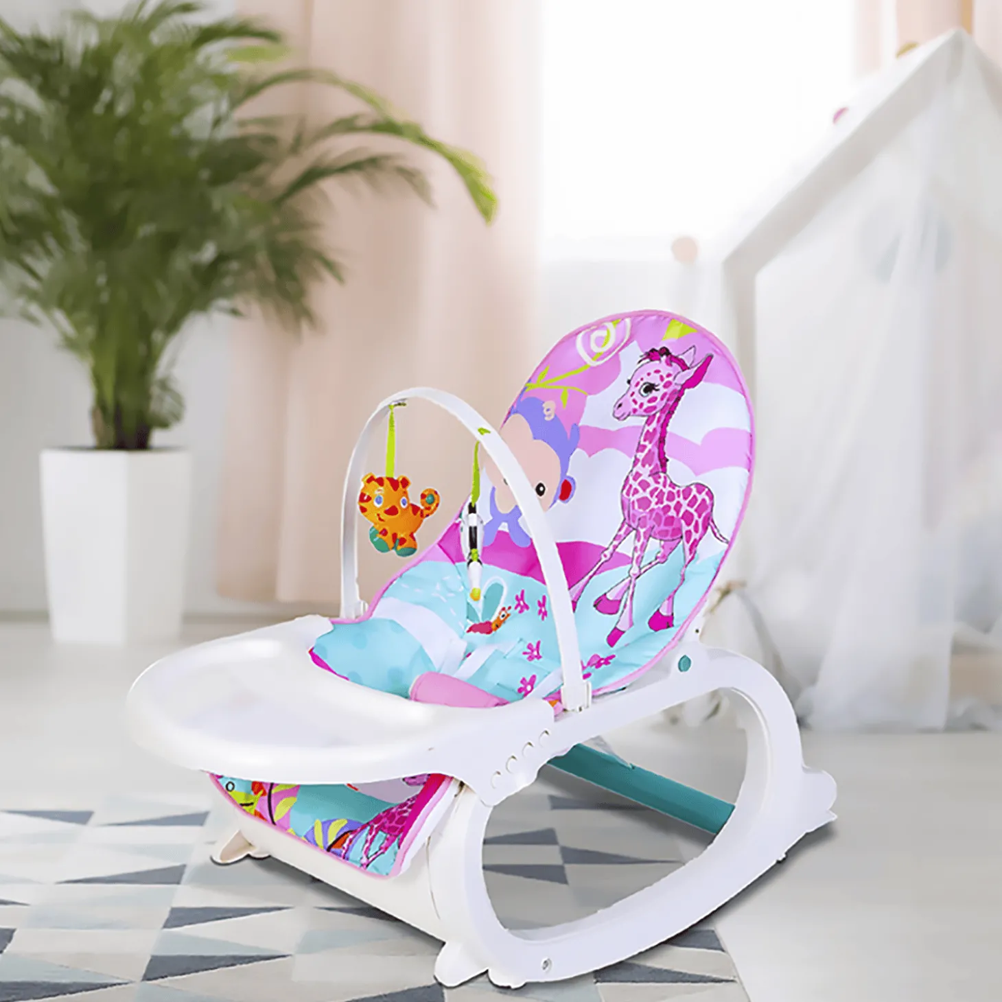 2 In 1 Rocker Cum Feeding Chair 20 Kg Pink