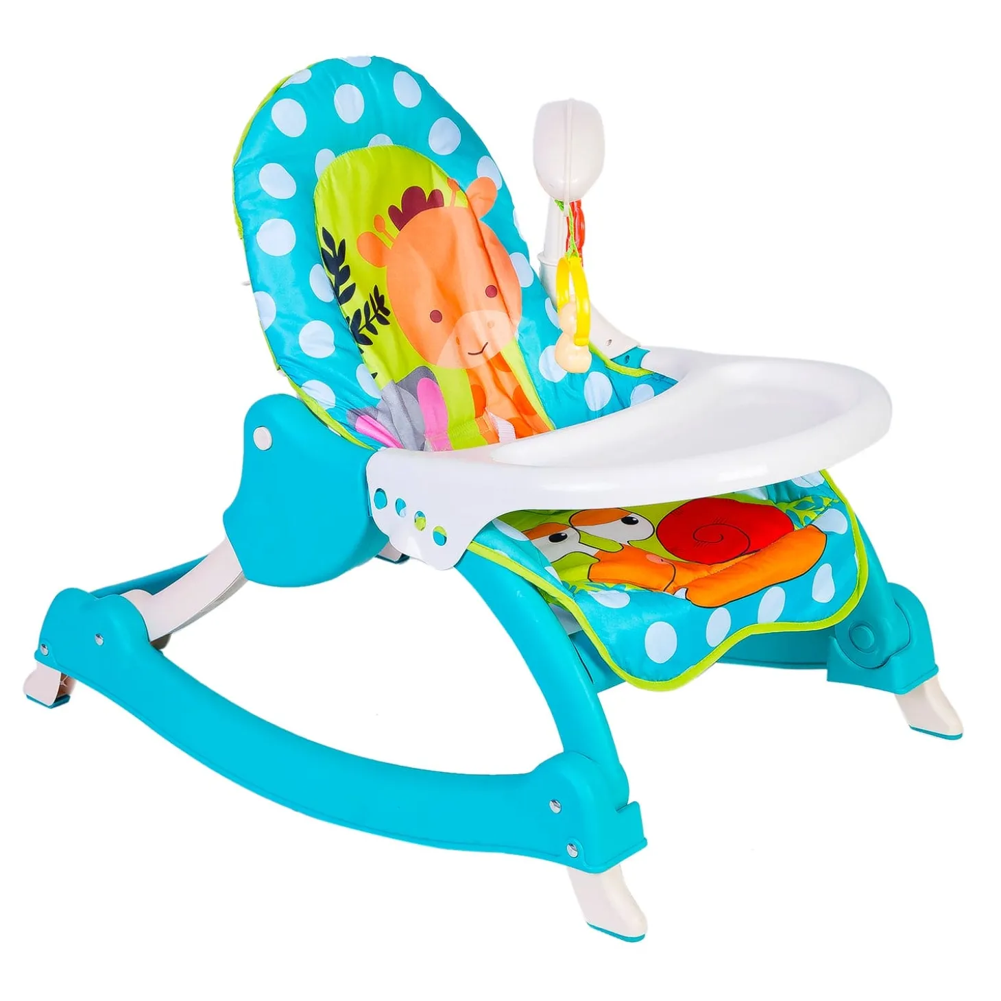 2 In 1 Rocker Cum Feeding Chair 20 Kg Polka Dot Blue