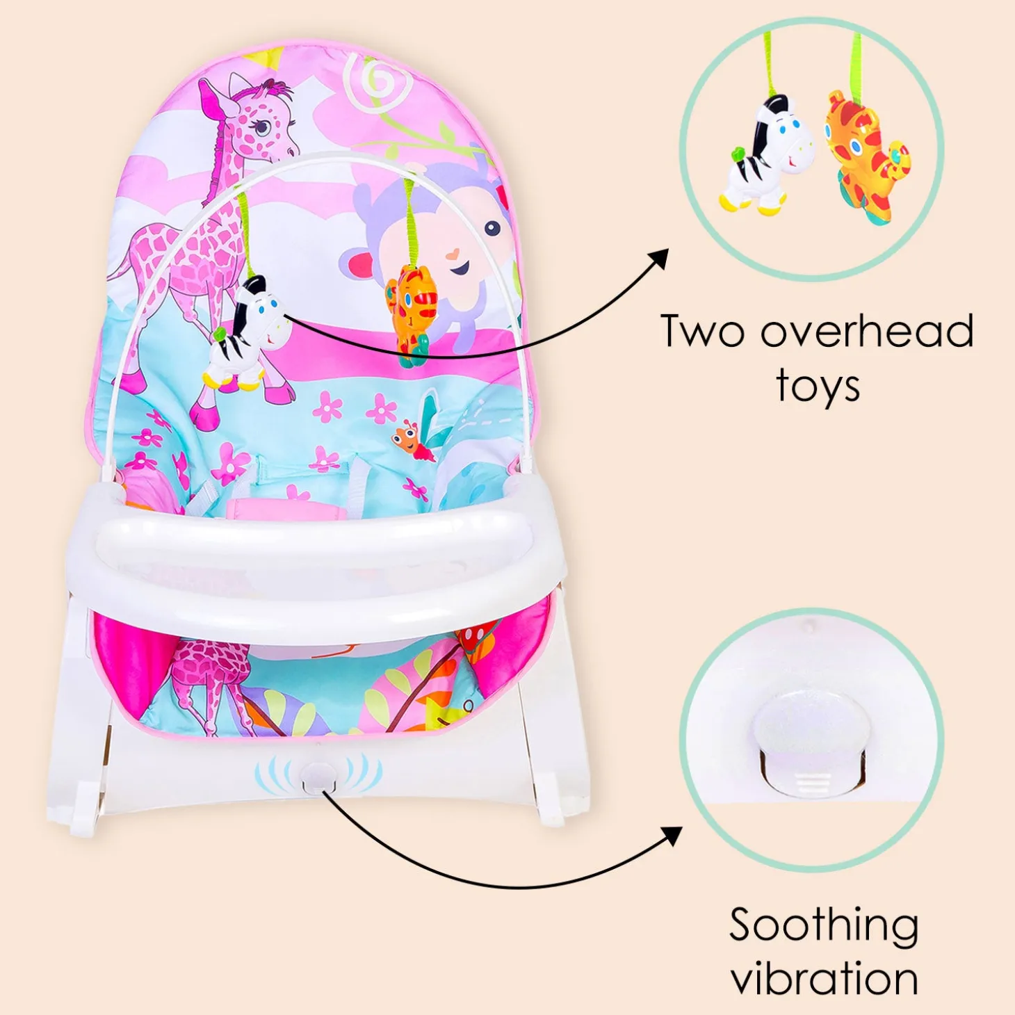 2 In 1 Rocker Cum Feeding Chair 20 Kg Pink