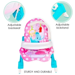 2 In 1 Rocker Cum Feeding Chair 20 Kg Polka Dot Pink