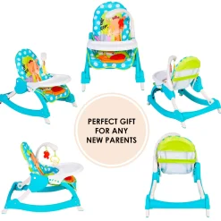 2 In 1 Rocker Cum Feeding Chair 20 Kg Polka Dot Blue