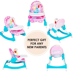 2 In 1 Rocker Cum Feeding Chair 20 Kg Polka Dot Pink