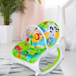 Infant To Toddler Happy Baby Bouncer With Hanging Toys Green