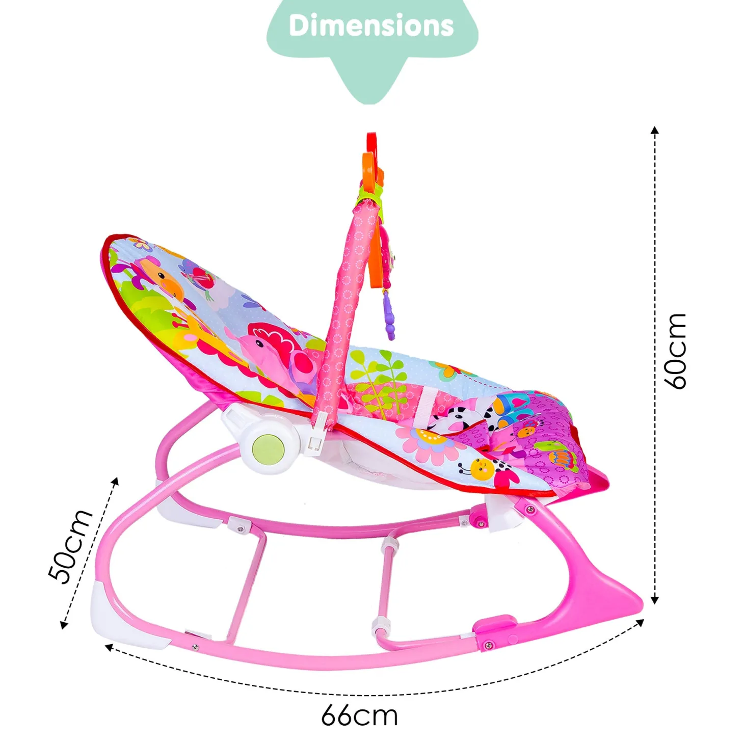 Infant To Toddler Happy Baby Bouncer With Hanging Toys Pink