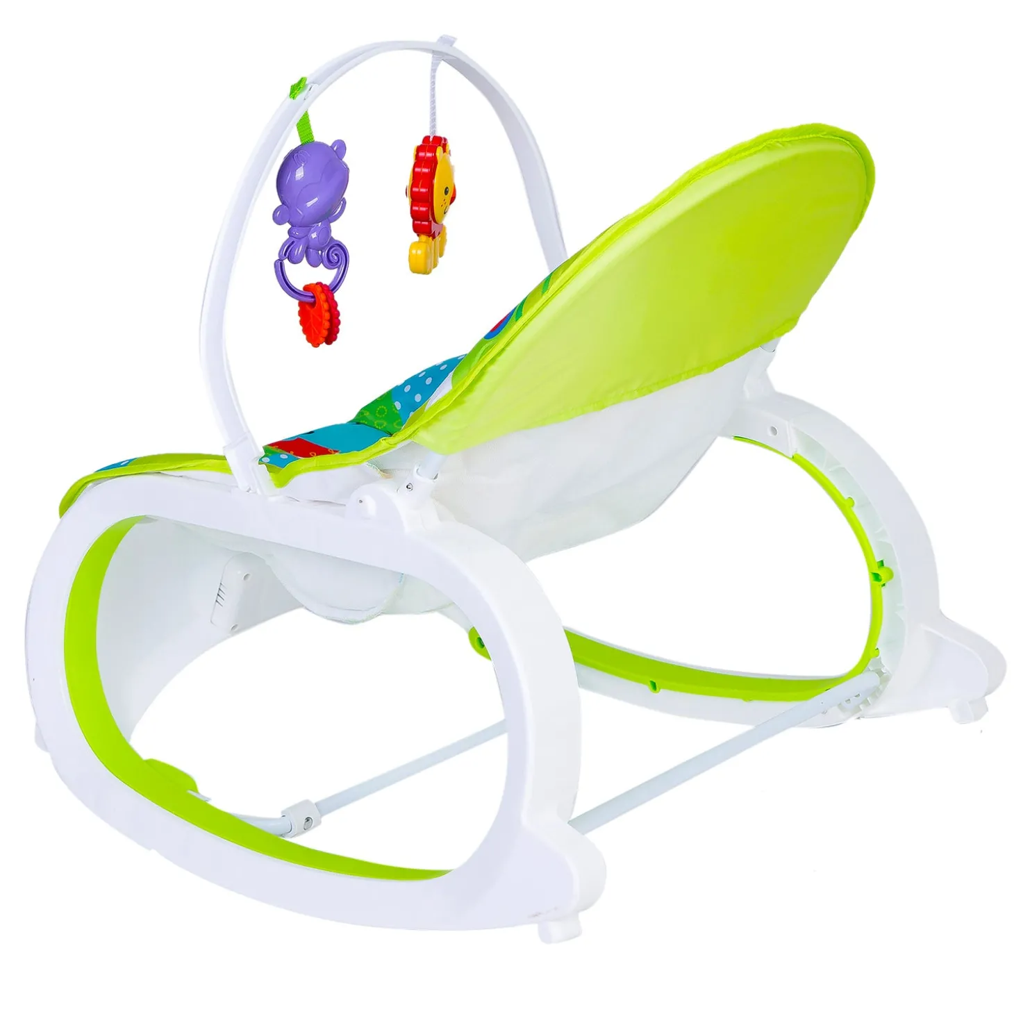 Infant To Toddler Happy Baby Bouncer With Hanging Toys Green